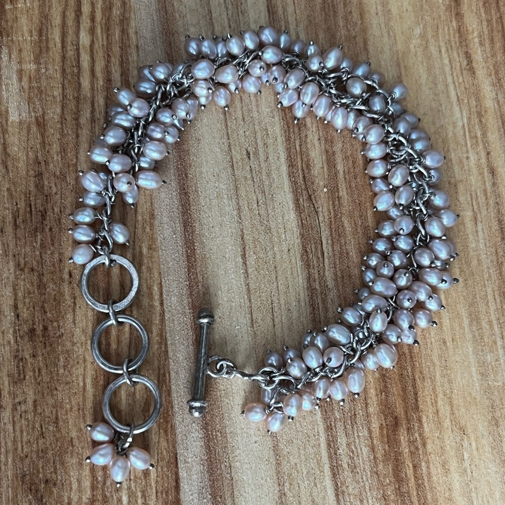Elegant Freshwater Pearl Cluster Bracelet. Sterling silver - Picture 3 of 7